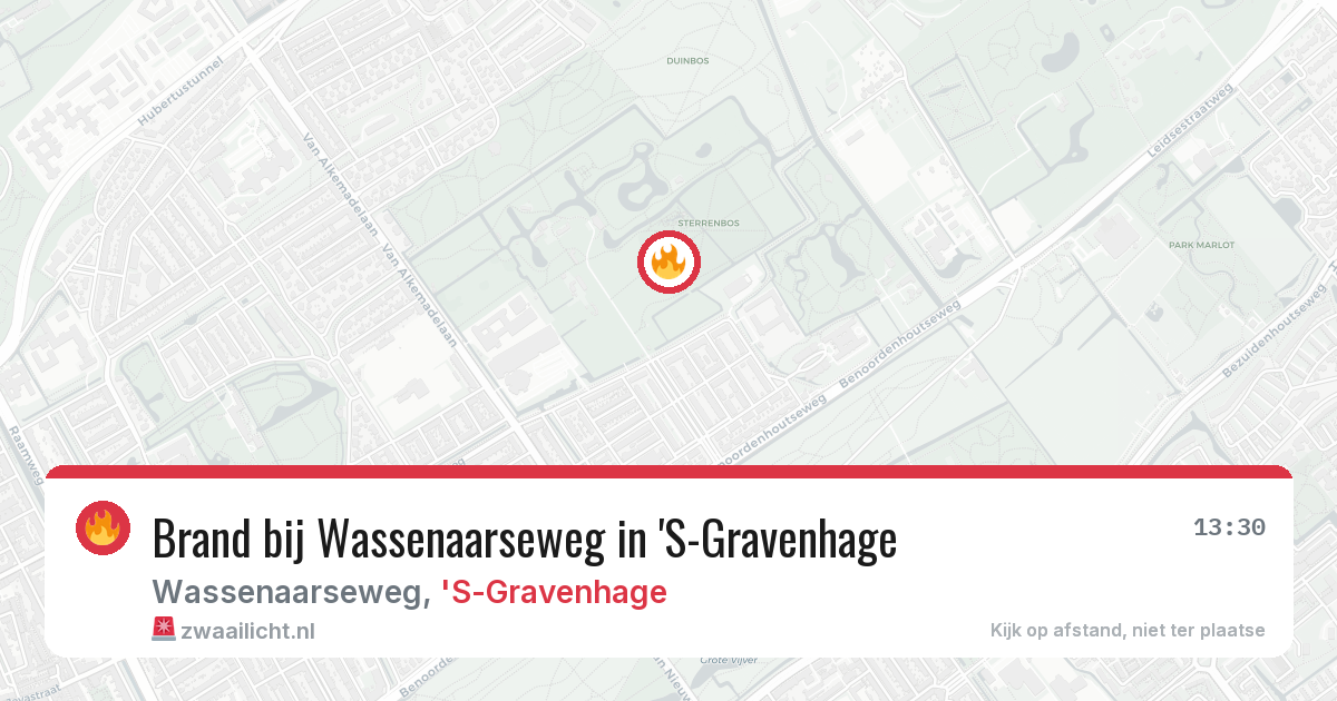 Brand bij Wassenaarseweg in 'S-Gravenhage — 9 aug 2026