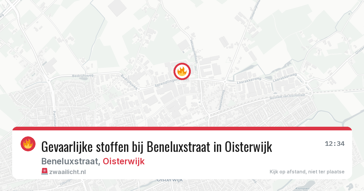 Gevaarlijke stoffen bij Beneluxstraat in Oisterwijk — 8 jun 2026