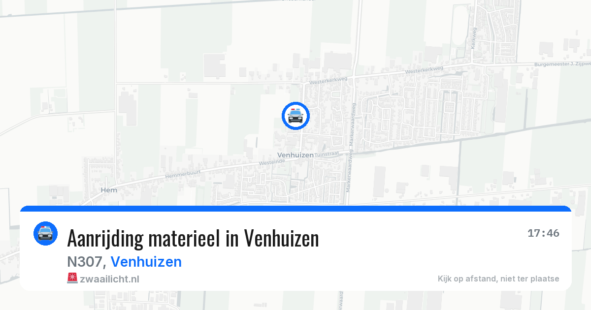 Aanrijding materieel in Venhuizen — 15 jun 2026