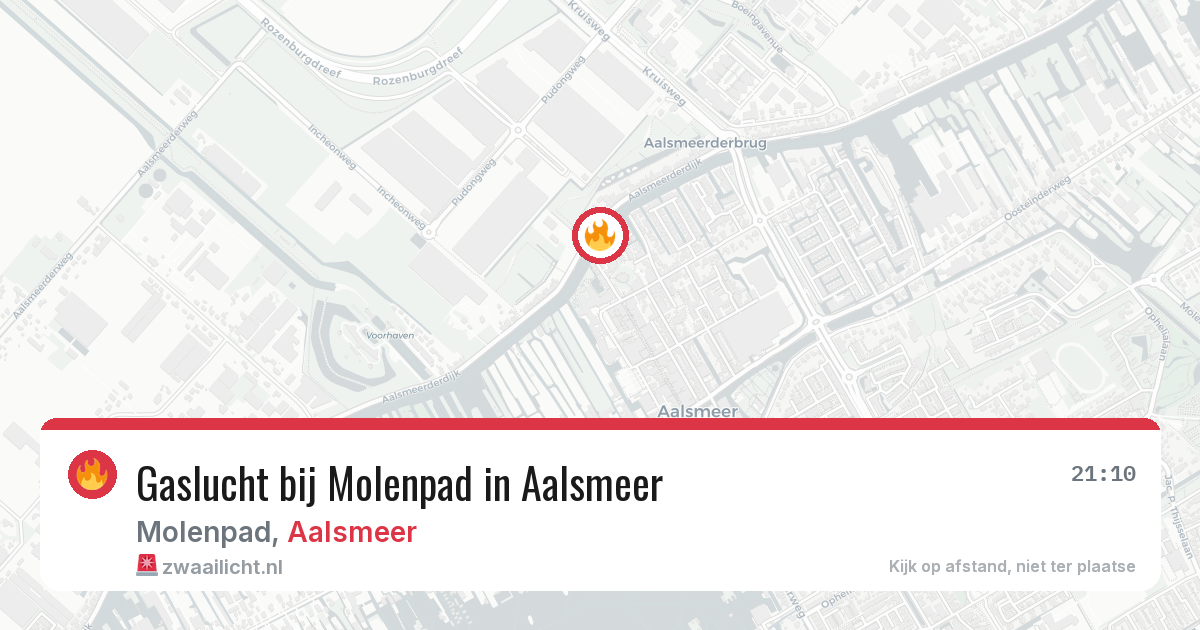 Gaslucht bij Molenpad in Aalsmeer — 30 jul 2026