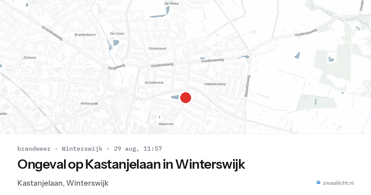 Ongeval op Kastanjelaan in Winterswijk — 29 aug 2026