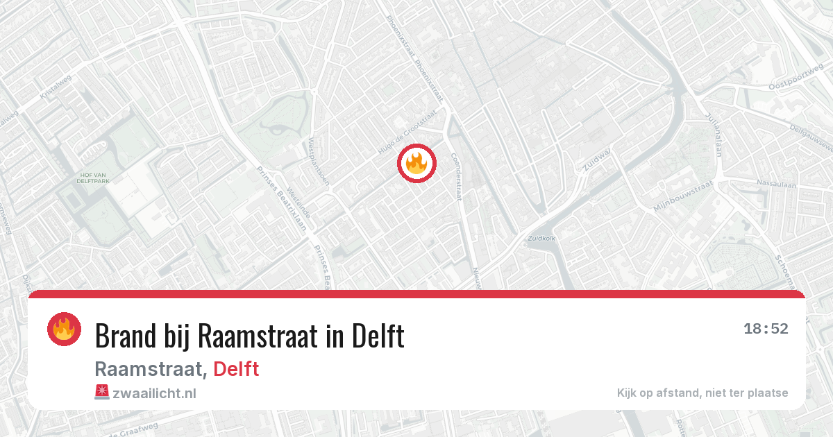 Brand bij Raamstraat in Delft — 23 jul 2026