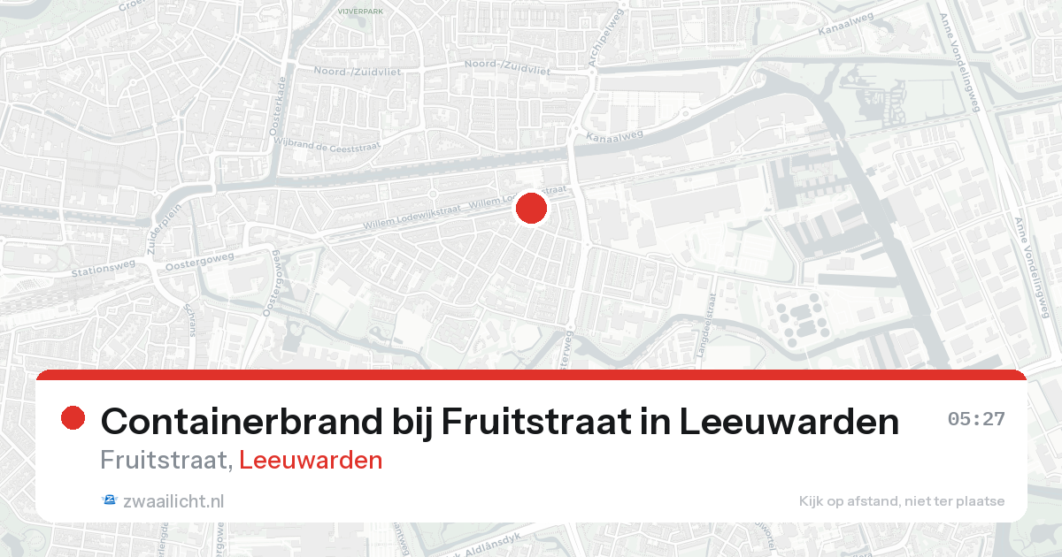 Containerbrand bij Fruitstraat in Leeuwarden — 22 aug 2026