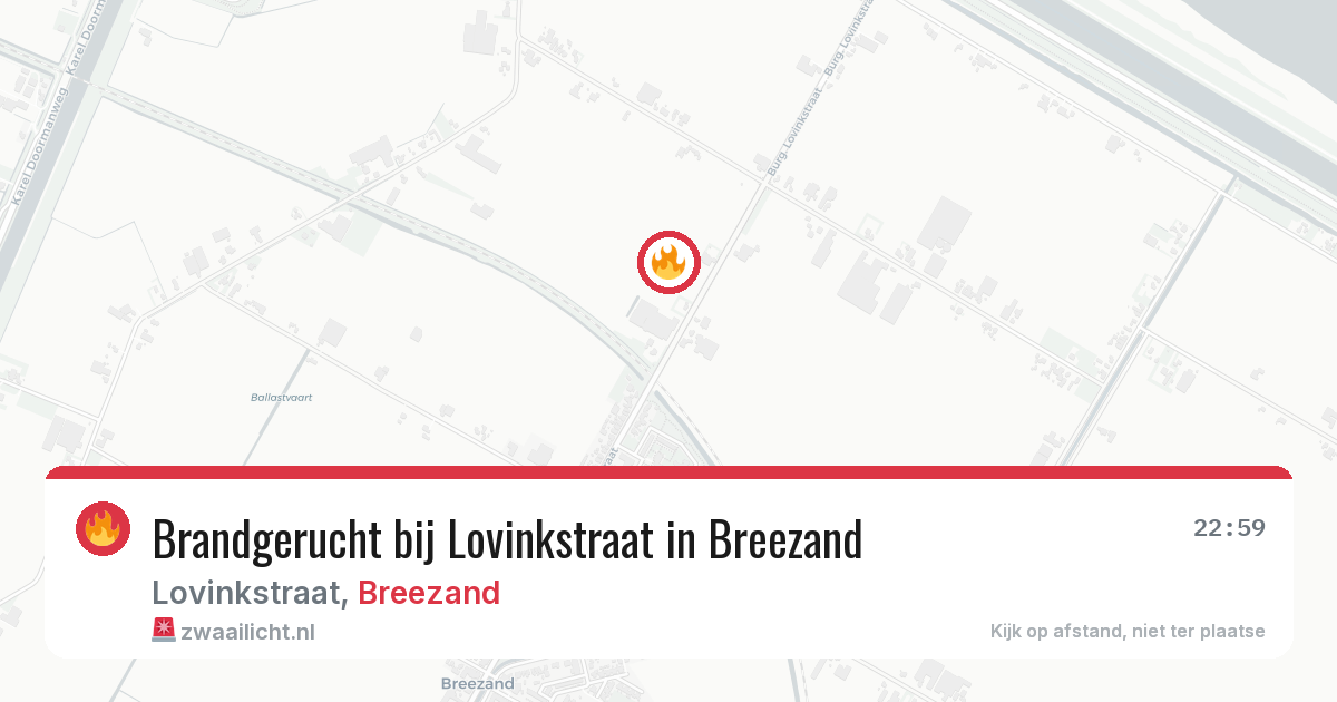 Brandgerucht bij Lovinkstraat in Breezand — 22 mei 2026