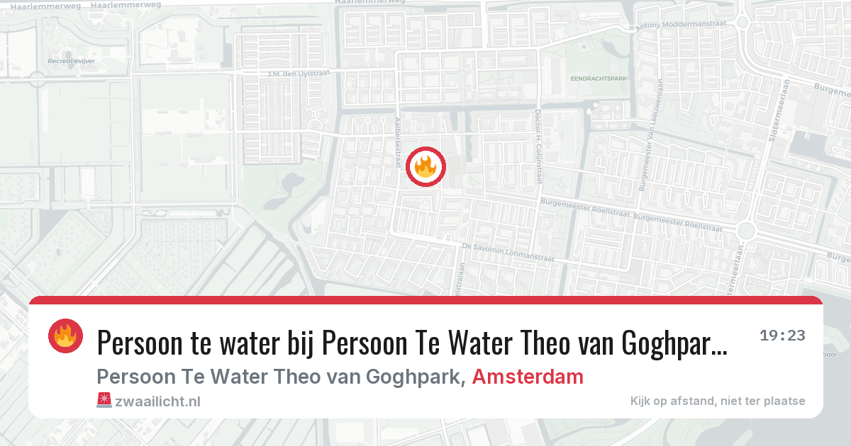 Persoon te water bij Persoon Te Water Theo van Goghpark in Amsterdam — 14 jul 2026