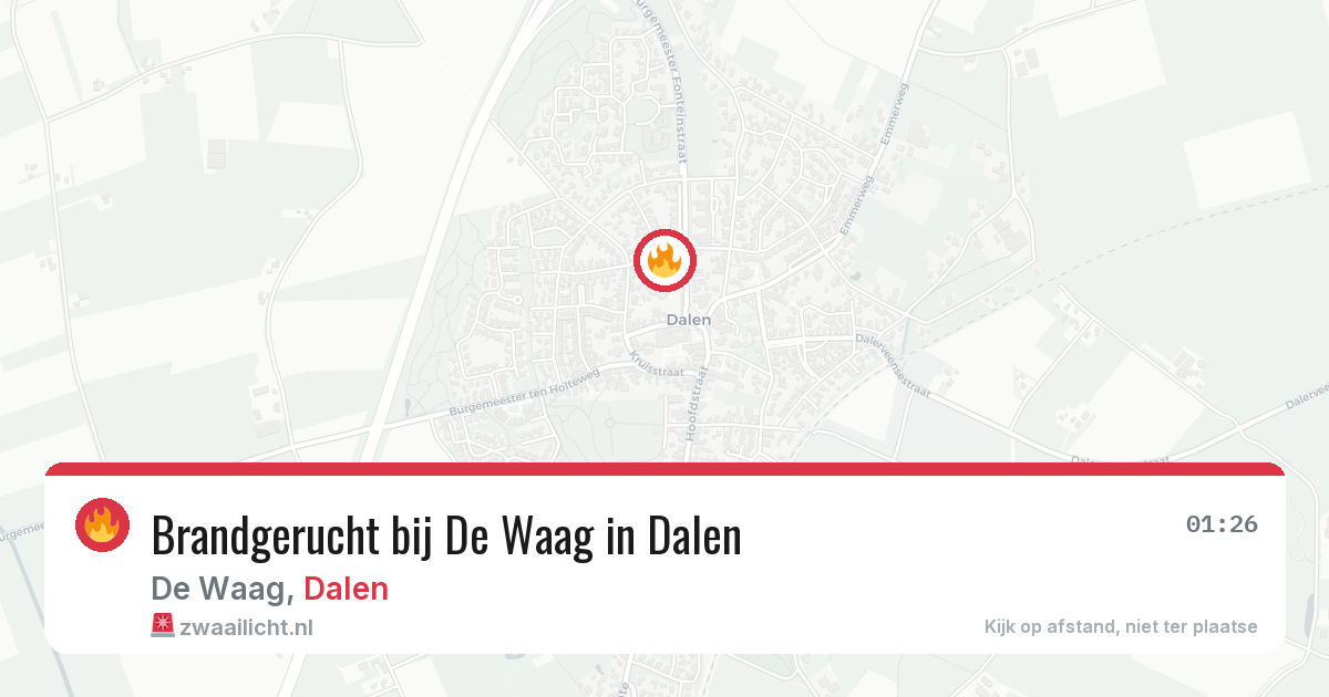 Brandgerucht bij De Waag in Dalen — 3 jul 2026