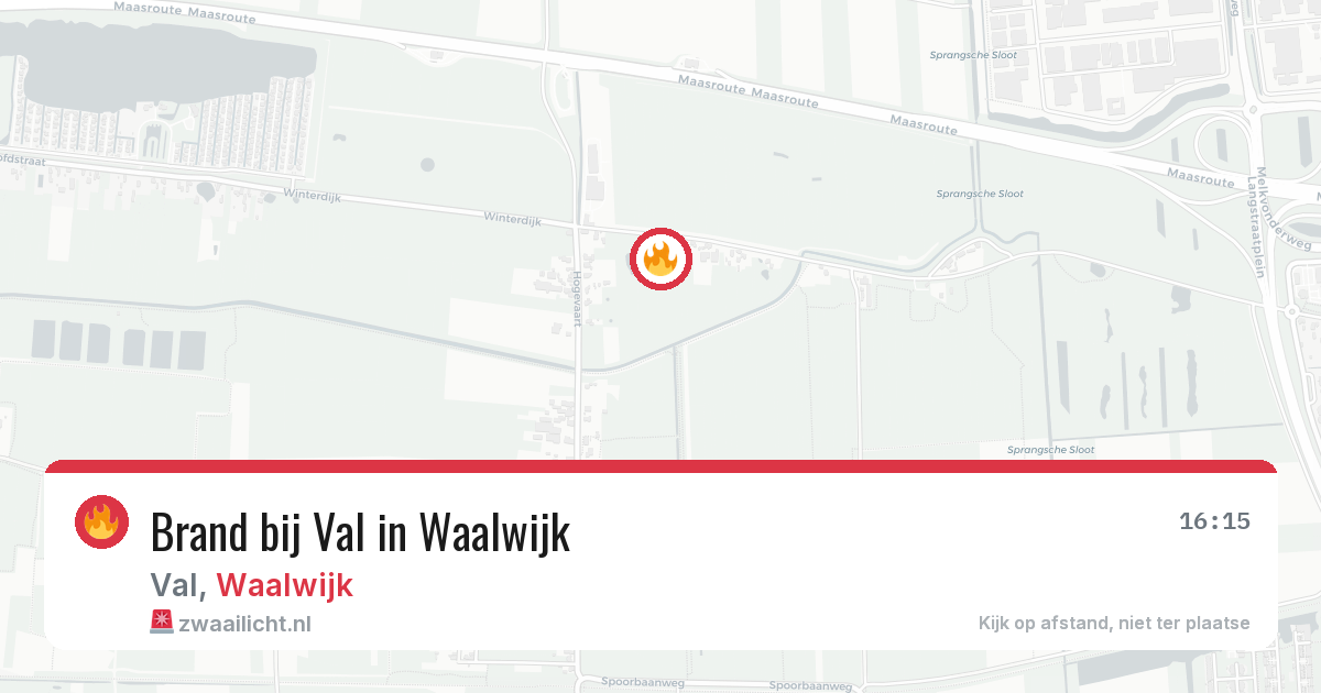 Brand bij Val in Waalwijk — 27 apr 2026