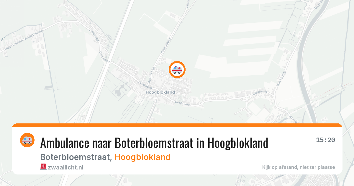 Ambulance naar Boterbloemstraat in Hoogblokland — 20 mei 2026