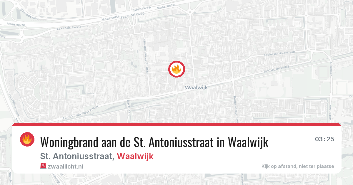 Woningbrand aan de St. Antoniusstraat in Waalwijk — 21 jun 2026