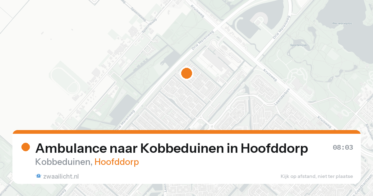Ambulance naar Kobbeduinen in Hoofddorp — 19 aug 2026