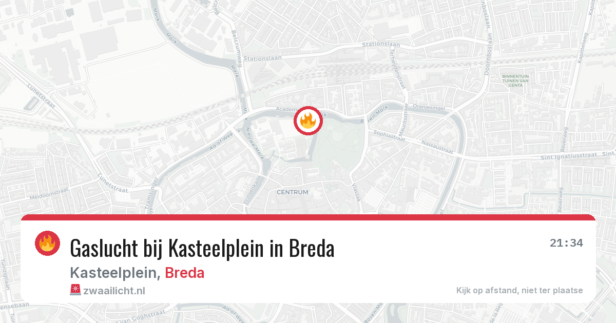 Gaslucht bij Kasteelplein in Breda — 9 jul 2026
