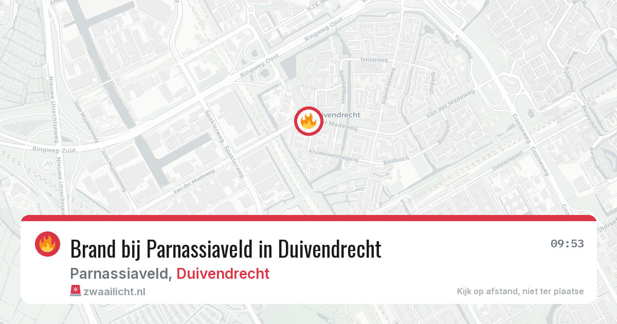 Brand bij Parnassiaveld in Duivendrecht — 13 aug 2026