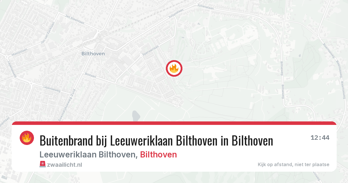 Buitenbrand bij Leeuweriklaan Bilthoven in Bilthoven — 8 jul 2026