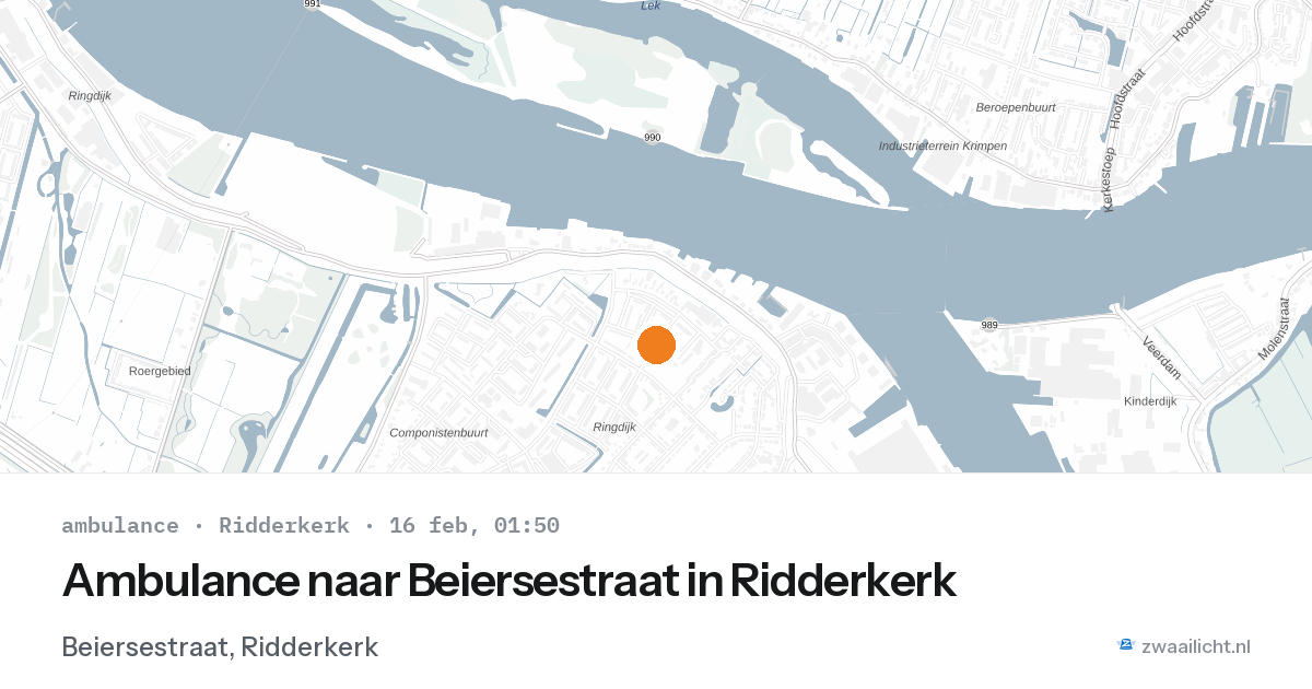 Ambulance naar Beiersestraat in Ridderkerk — 16 feb 2026