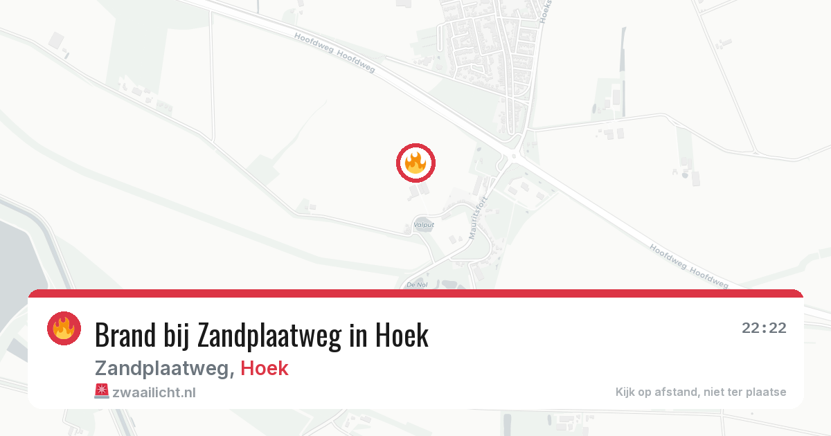 Brand bij Zandplaatweg in Hoek — 19 jun 2026