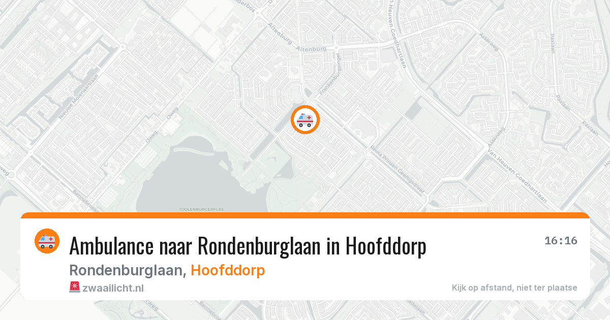 Ambulance naar Rondenburglaan in Hoofddorp — 1 aug 2026