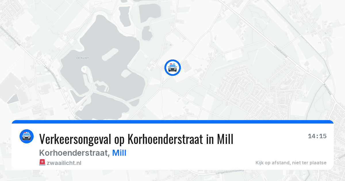 Verkeersongeval op Korhoenderstraat in Mill — 15 mrt 2026