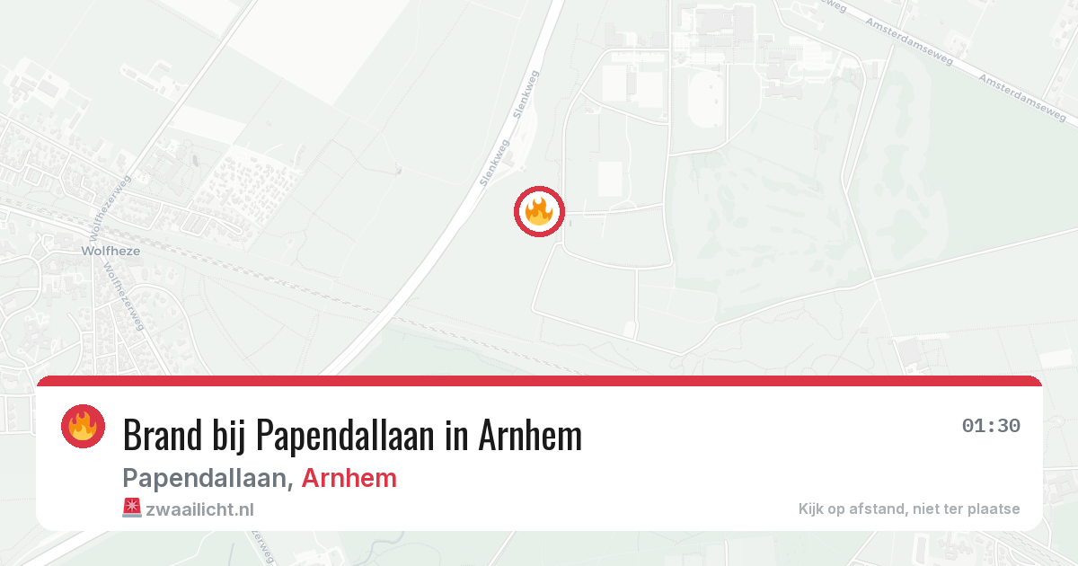 Brand bij Papendallaan in Arnhem — 7 jun 2026