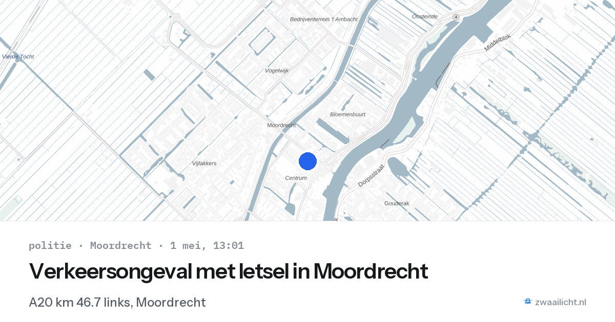 Verkeersongeval met letsel in Moordrecht — 1 mei 2026