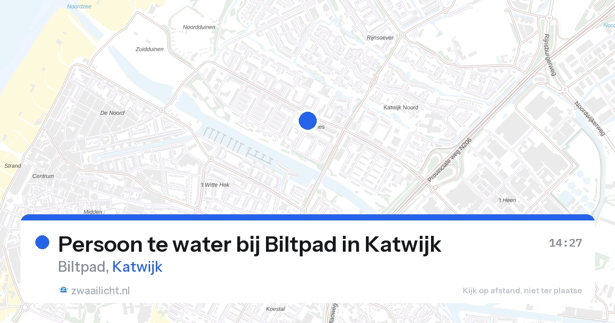 Persoon te water bij Biltpad in Katwijk — 28 aug 2026