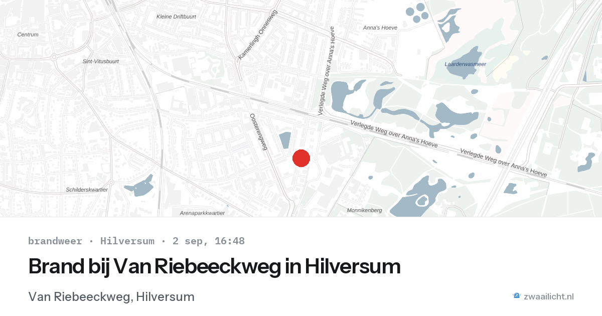 Brand bij Van Riebeeckweg in Hilversum — 2 sep 2026
