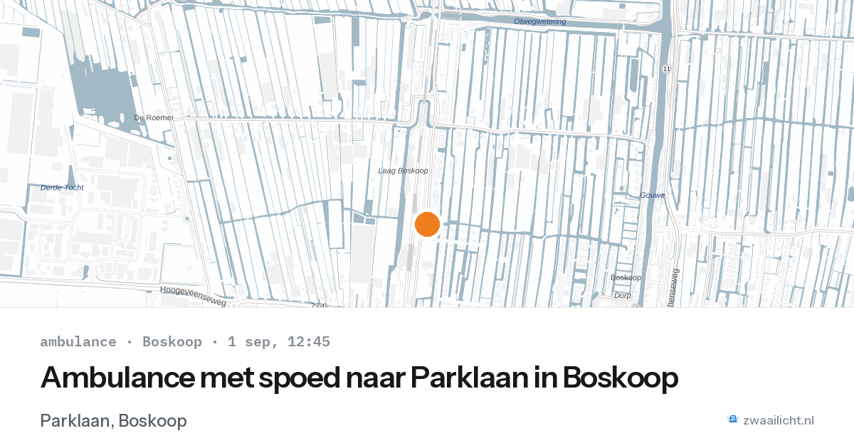 Ambulance met spoed naar Parklaan in Boskoop — 1 sep 2026