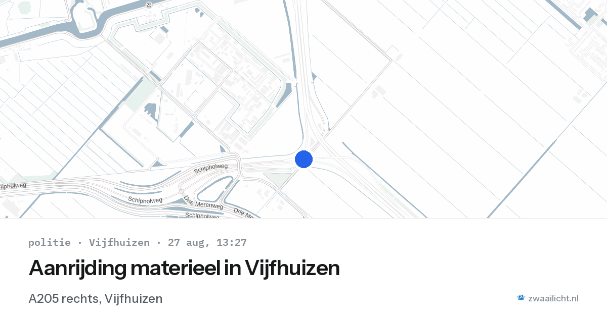Aanrijding materieel in Vijfhuizen — 27 aug 2026