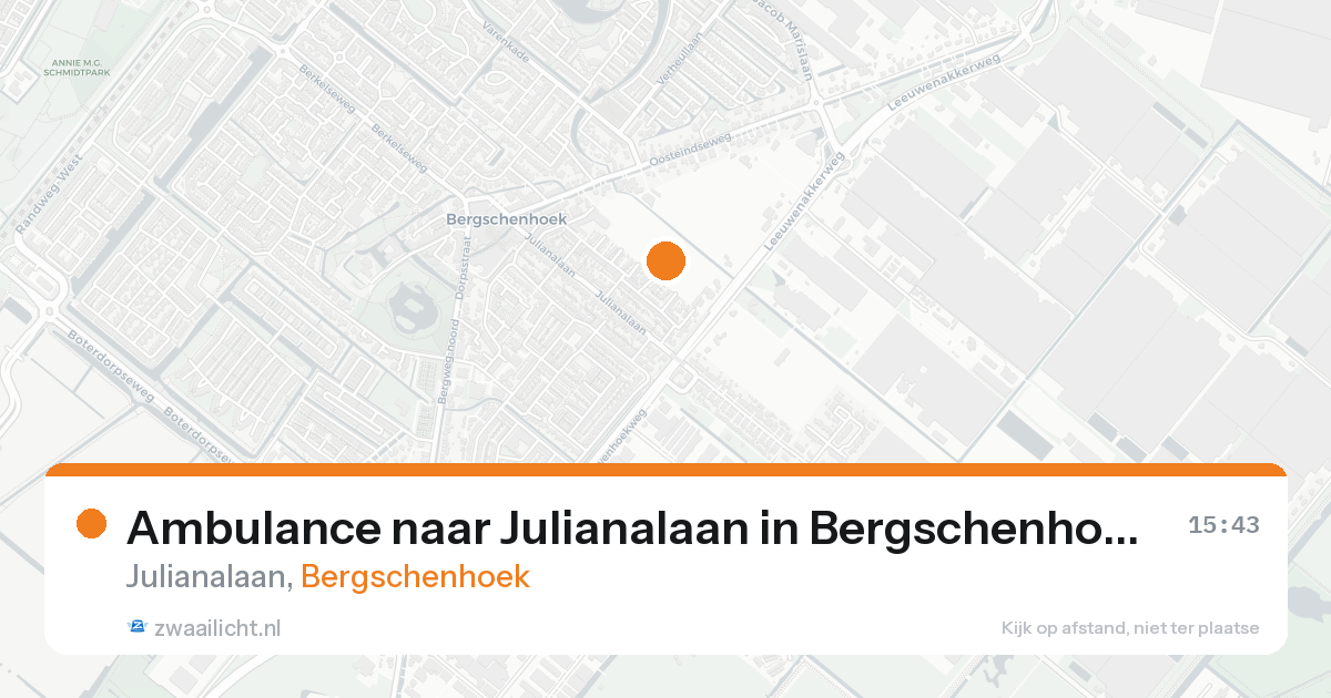 Ambulance naar Julianalaan in Bergschenhoek — 29 mei 2026