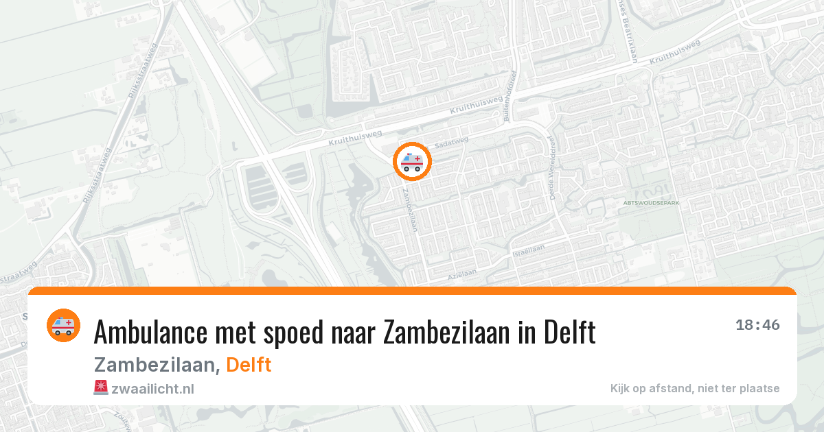 Ambulance met spoed naar Zambezilaan in Delft — 14 aug 2026