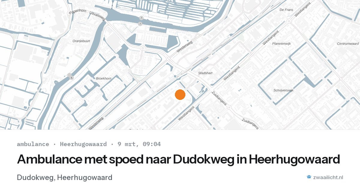 Ambulance met spoed naar Dudokweg in Heerhugowaard — 9 mrt 2026