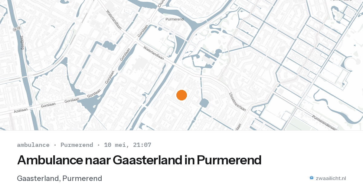 Ambulance naar Gaasterland in Purmerend — 10 mei 2026