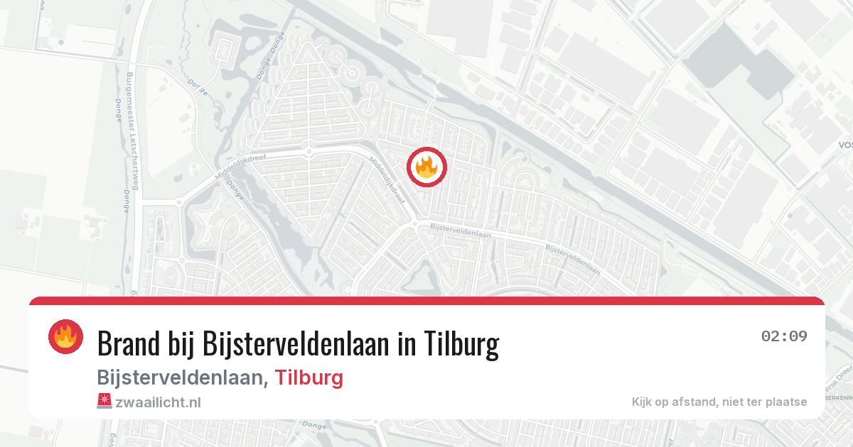Brand bij Bijsterveldenlaan in Tilburg — 9 aug 2026