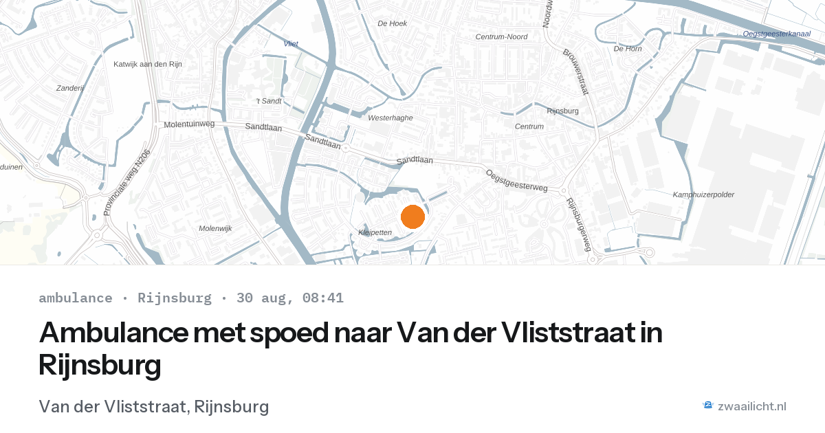 Ambulance met spoed naar Van der Vliststraat in Rijnsburg — 30 aug 2026