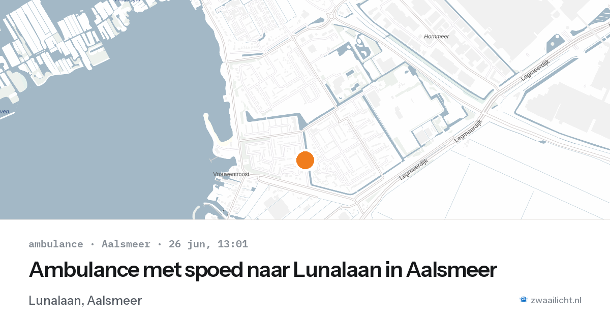 Ambulance met spoed naar Lunalaan in Aalsmeer — 26 jun 2026