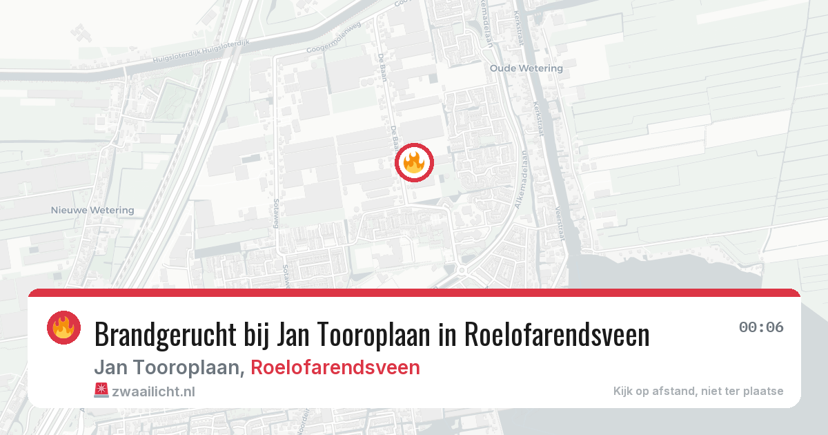 Brandgerucht bij Jan Tooroplaan in Roelofarendsveen — 31 mei 2026