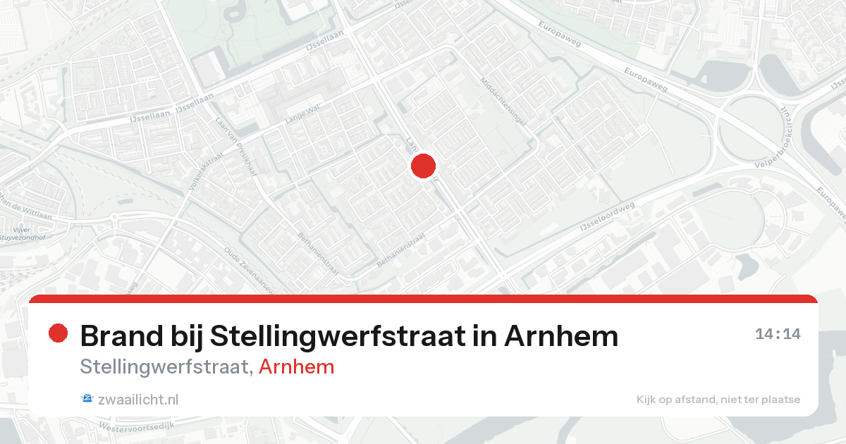 Brand bij Stellingwerfstraat in Arnhem — 17 aug 2026