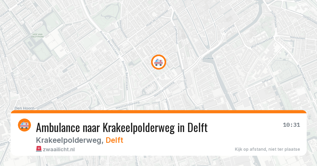 Ambulance naar Krakeelpolderweg in Delft — 17 mei 2026