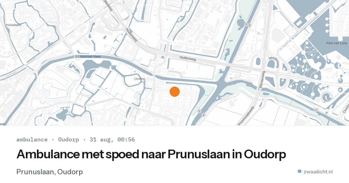 Ambulance met spoed naar Prunuslaan in Oudorp — 30 aug 2026