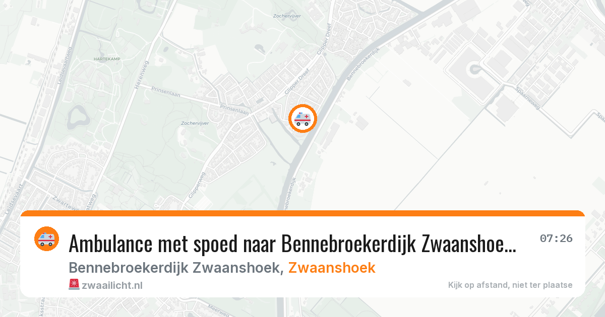 Ambulance met spoed naar Bennebroekerdijk Zwaanshoek in Zwaanshoek — 16 apr 2026