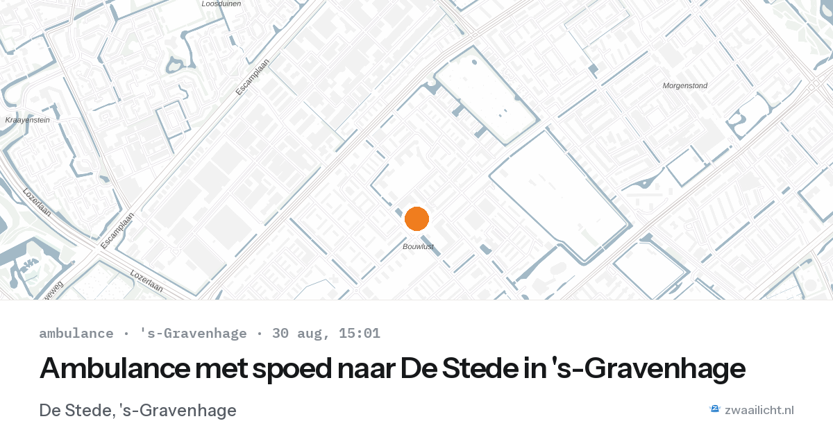 Ambulance met spoed naar De Stede in 's-Gravenhage — 30 aug 2026