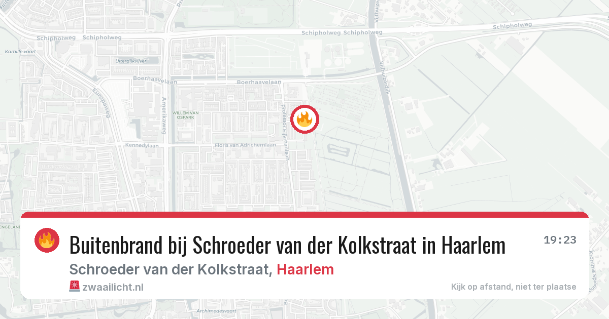 Buitenbrand bij Schroeder van der Kolkstraat in Haarlem — 7 aug 2026
