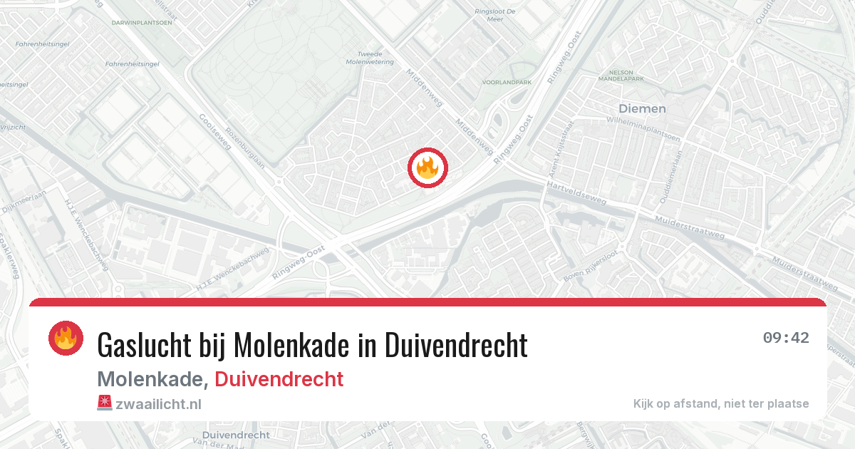 Gaslucht bij Molenkade in Duivendrecht — 31 mrt 2026