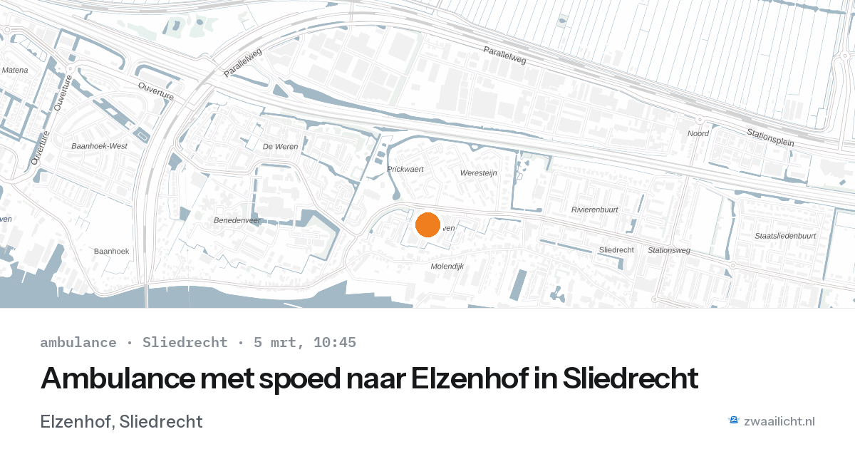 Ambulance met spoed naar Elzenhof in Sliedrecht — 5 mrt 2026