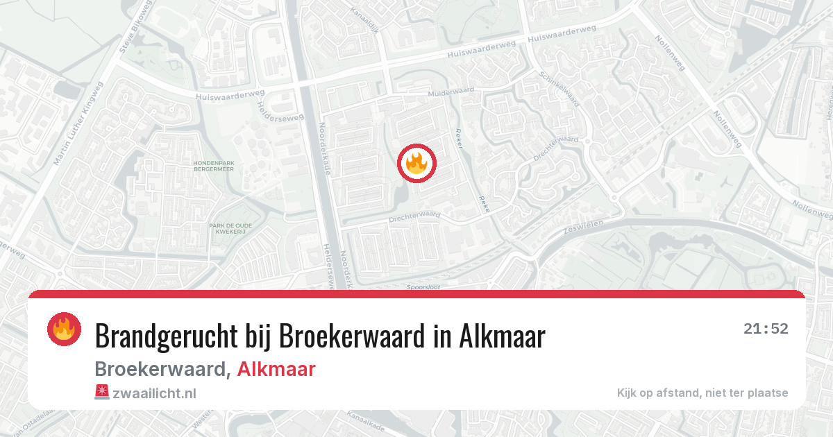 Brandgerucht bij Broekerwaard in Alkmaar — 8 aug 2026
