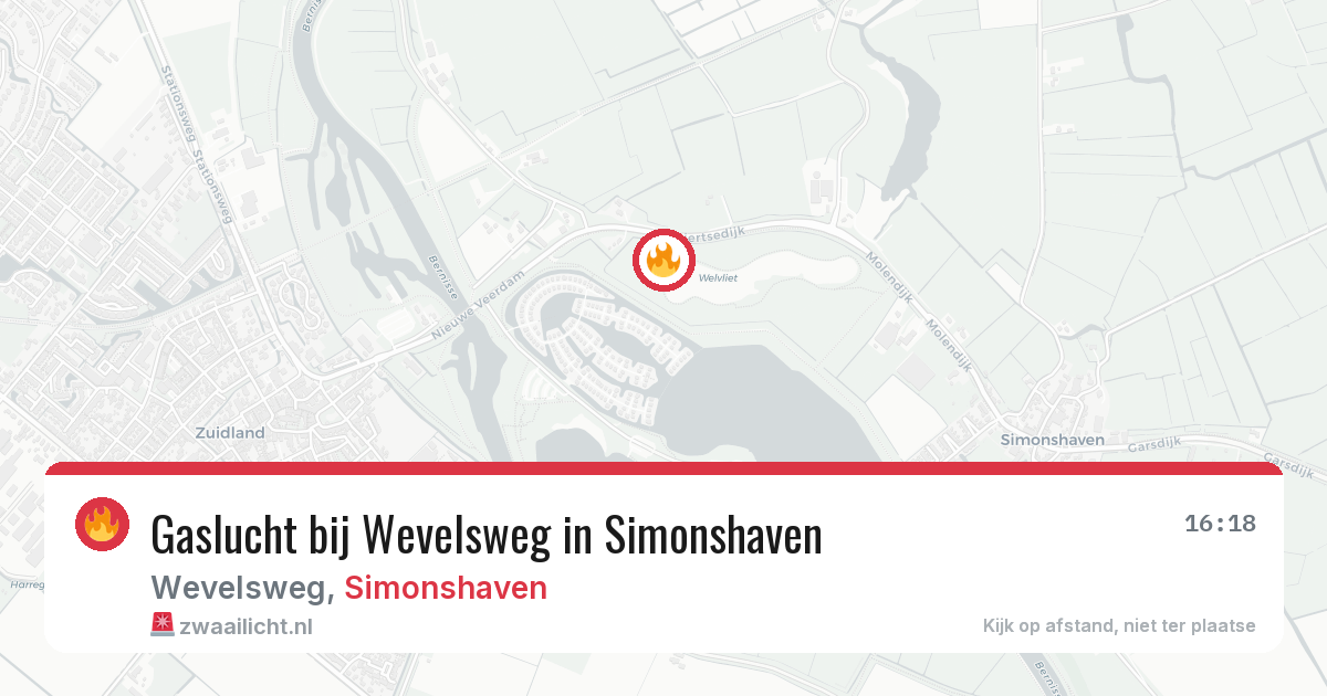 Gaslucht bij Wevelsweg in Simonshaven — 1 apr 2026