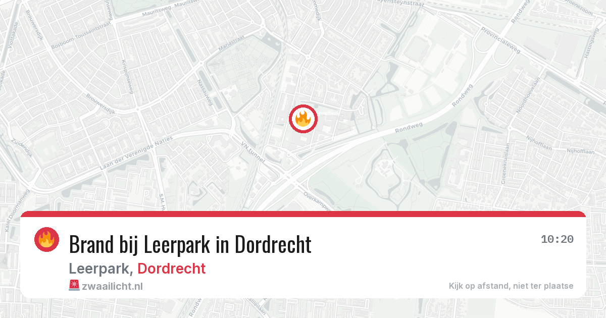 Brand bij Leerpark in Dordrecht — 14 aug 2026