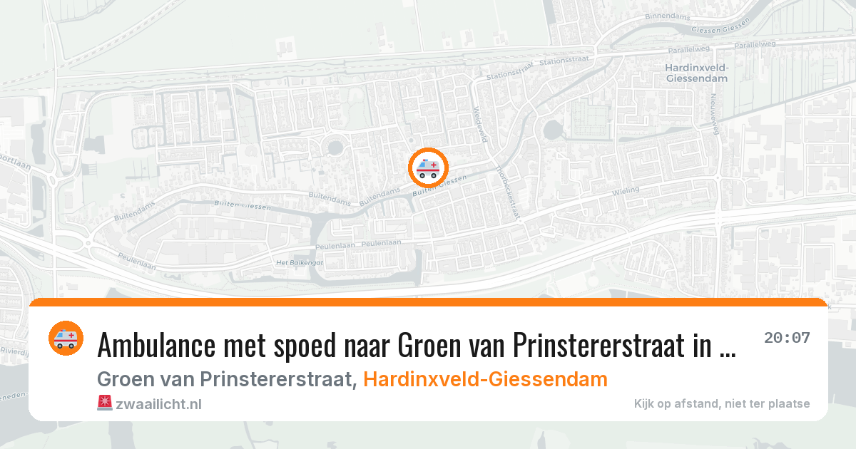 Ambulance met spoed naar Groen van Prinstererstraat in Hardinxveld-Giessendam — 4 aug 2026