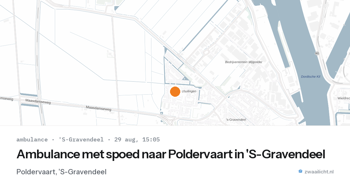 Ambulance met spoed naar Poldervaart in 'S-Gravendeel — 29 aug 2026