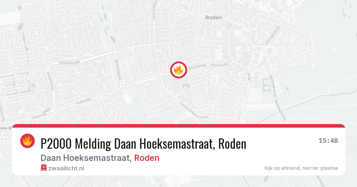 P2000 Melding Daan Hoeksemastraat, Roden — 10 mei 2026