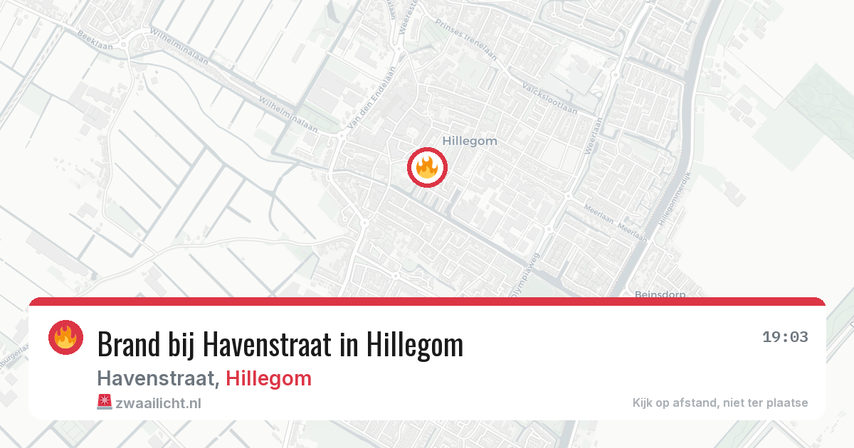 Brand bij Havenstraat in Hillegom — 30 jun 2026